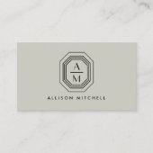 Art Deco gestapelte Monogram Logo auf Taupe Visitenkarte (Vorderseite)