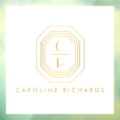 Art Deco gestapelte Monogram Logo Gold/Weiß Fensteraufkleber (Blatt 3)