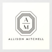 Art-Deco-gestapelte Monogramm-Logo auf Elfenbein Fensteraufkleber (Blatt)