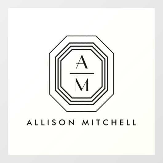 Art-Deco-gestapelte Monogramm-Logo auf Elfenbein Fensteraufkleber (Blatt)