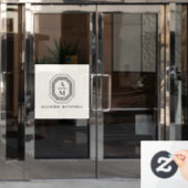 Art-Deco-gestapelte Monogramm-Logo auf Elfenbein Fensteraufkleber (Büro Tür)
