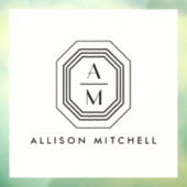 Art-Deco-gestapelte Monogramm-Logo auf Elfenbein Fensteraufkleber (Blatt 3)