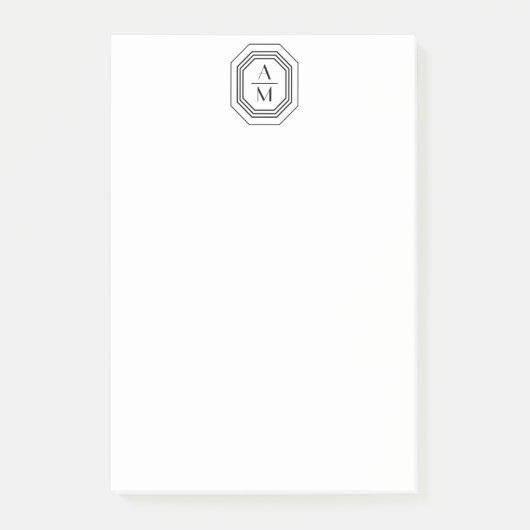 Art Deco gestapelte Monogramm-Logo schwarz/weiß Post-it Klebezettel (Vorderseite)