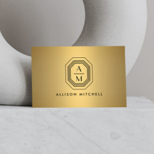 Art Deco gestapeltes Monogramm-Logo auf falschem G Visitenkarte