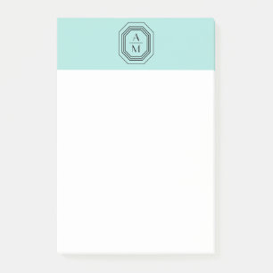Art Deco gestapeltes Monogramm-Logo auf Mintblau/G Post-it Klebezettel