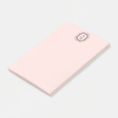 Art Deco gestapeltes Monogramm-Logo auf Rosa Post-it Klebezettel (angewinkelt)