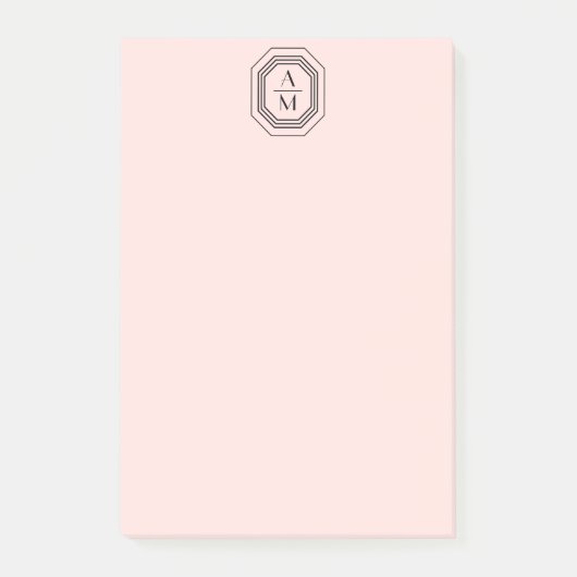 Art Deco gestapeltes Monogramm-Logo auf Rosa Post-it Klebezettel (Vorderseite)