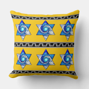 Art Deco Gesteinigtes Glas Magen David Stripes Kissen