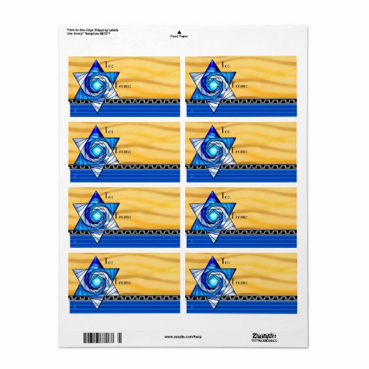 Art Deco gesteinigtes Glas Magen David To From (Vorne)