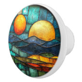 Art Déco gestettetes Glas Sun Moon Wasser Keramikknauf (Rechts)