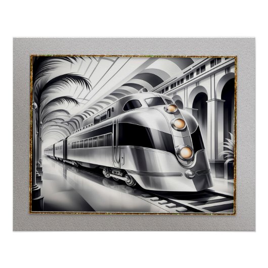 Art Deco gestrafft Art Train Poster. Poster (Vorderseite)