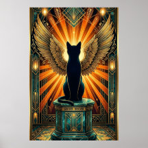 Art Deco gewellter schlafender Katzenwandkunst