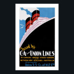 Art Deco Gewerkschaft Lines Poster<br><div class="desc">Vintages Plakat für die Seefracht,  das Reisen auf der Gewerkschaft Steam Ship Company of Neuseeland fördert.</div>