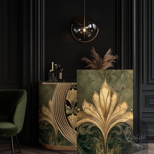 Art Deco Gilded Gold Motif Muster Olivenweg Seidenpapier