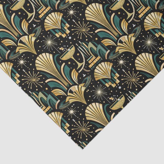 Art Deco Gilded Skyline New Year Pattern Seidenpapier (Ausschnitt)