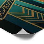 Art Deco Ginkgo Tree Ocean Cliff Gold Teal Poster (Ecke)