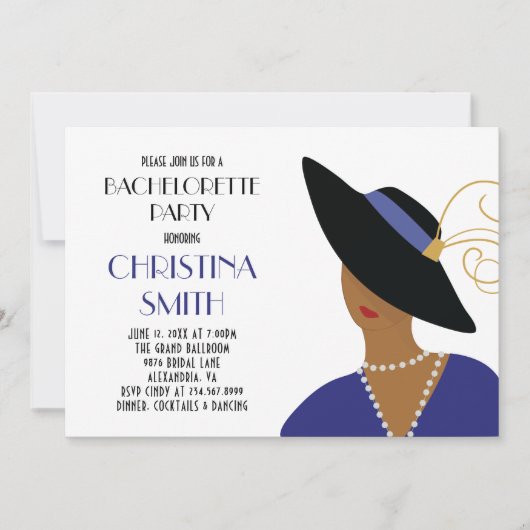 Art Deco Girls Night Out Junggeselinnen-Abschied Einladung (Vorderseite)