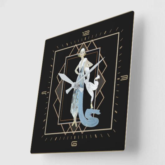 Art Deco Giro Quadratische Wanduhr (Winkel)