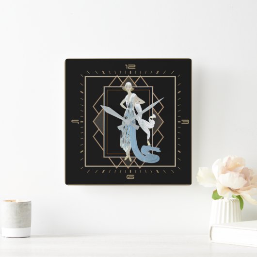 Art Deco Giro Quadratische Wanduhr (Zuhause)