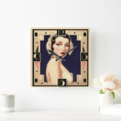 Art Deco Giro Quadratische Wanduhr (Zuhause)