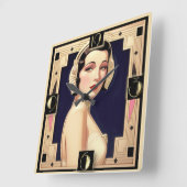 Art Deco Giro Quadratische Wanduhr (Winkel)