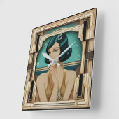 Art Deco Giro Quadratische Wanduhr (Winkel)