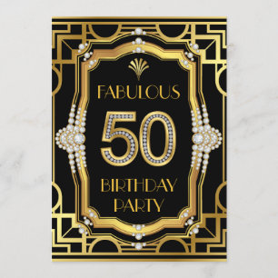 Art Deco Glam Fabuöse 50. Geburtstagsfeier Einladung