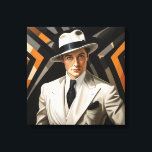 Art Deco Glam: Gold Man Leinwanddruck<br><div class="desc">Glamouröse 20er Jahre Art-Déco-Portrait eines scharf gekleideten Mannes</div>