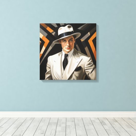 Art Deco Glam: Gold Man Leinwanddruck (Insitu (Holzboden))