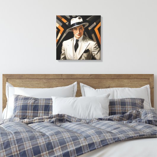 Art Deco Glam: Gold Man Leinwanddruck (Insitu (Schlafzimmer))
