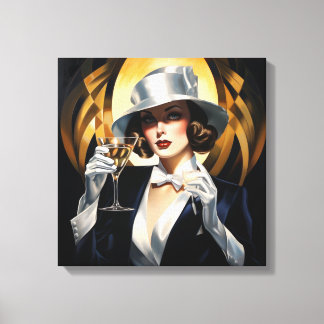 Art Deco Glam: Goldfrau Leinwanddruck