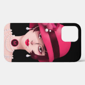 Art Deco Glam Lady Monogram Initial Schwarz Pink Case-Mate iPhone Hülle (Rückseite (Horizontal))