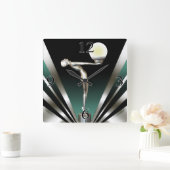 Art Deco Glam Nouveau | AQUAMARIN Quadratische Wanduhr (Zuhause)
