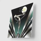 Art Deco Glam Nouveau | AQUAMARIN Quadratische Wanduhr (Winkel)
