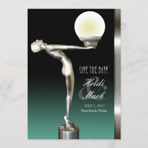 Art Deco Glam Nouveau Save the Date   Aquamarin