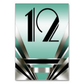 Art Deco Glam Nouveau Tischnummern | Aquamarin (Rückseite)