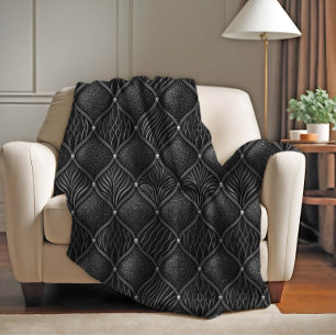 Art Deco Glam Schwarz Muster Fleecedecke