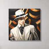 Art Deco Glam: Silberer Mann Leinwanddruck (Vorderseite)