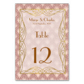 Art Deco Glam |Tischnummern für Rosa Goldrahmen Tischnummer (Rückseite)