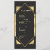 Art Deco Glam Vintage Hochzeit Dinner Menü Menükarte (Vorderseite)