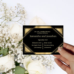 Art Deco Glam Vintage Hochzeit Probe Einladung