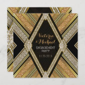 Art-Deco-Glamour-Engagement Partei Einladungen (Vorne/Hinten)