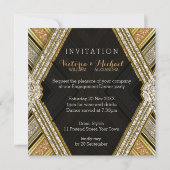 Art-Deco-Glamour-Engagement Partei Einladungen (Rückseite)