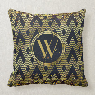 Art Deco Glamour Geometrie Muster Monogramm Kissen