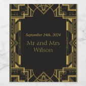 Art Deco Glamour Gold im Schwarzen Meer Weinetikett (Einzelnes Label)