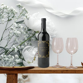 Art Deco Glamour Gold im Schwarzen Meer Weinetikett