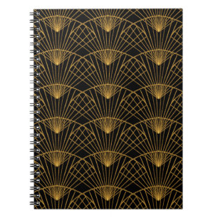 Art Deco Glamour: Goldener Fächer. Notizblock