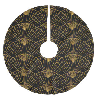 Art Deco Glamour: Goldener Fächer. Polyester Weihnachtsbaumdecke