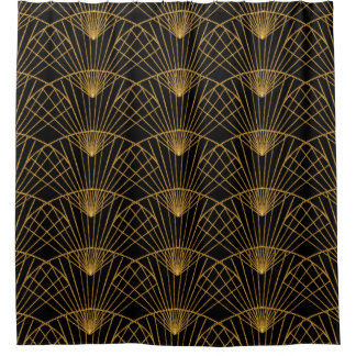 Art Deco Glamour: Goldener Lüfter. Duschvorhang