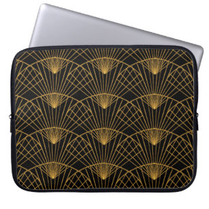 Art Deco Glamour: Goldener Lüfter. Laptopschutzhülle